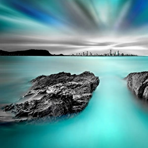 Gold Coast skyline with turquoise colored water