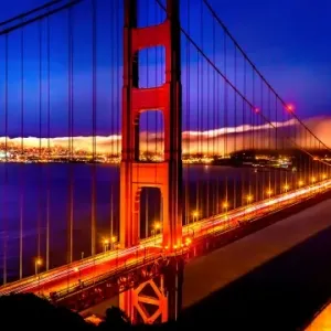 Golden Gate Bridge Nighttime Reflection Print