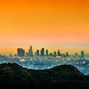 Golden LA Sunrise Print - A Los Angeles Cityscape at Dawn
