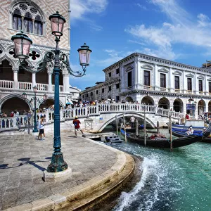 Gondolas Along Riva Degli Schiavoni, Venice, Italy