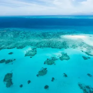 Great Barrier Reef and coral sand cay