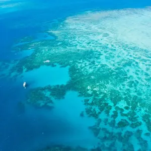 Great Barrier Reef from above by helicopter