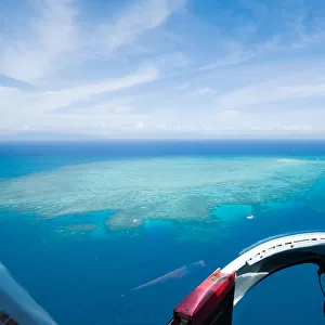 Great Barrier Reef from helicopter cockpit