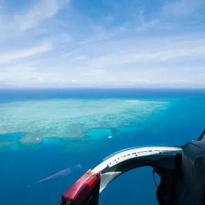 Great Barrier Reef from helicopter cockpit