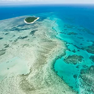 Green Island on Great Barrier Reef from the sky
