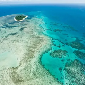 Green Island on Great Barrier Reef from the sky