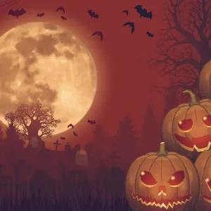 Halloween background [Jack o Lantern and Full moon]