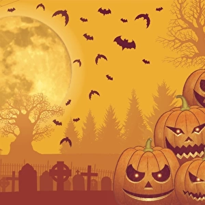 Halloween background [Jack o Lantern and Full moon]