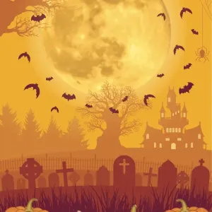 Halloween background [Jack o Lantern and Full moon]