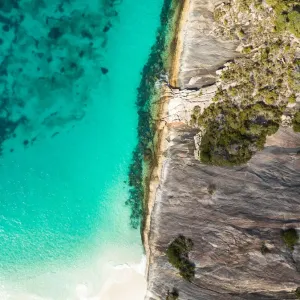 Hidden Beach Print - Drone Aerial View of Albany Rock Face