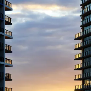 High rise apartment buildings at sunset High rise apartment buildings at sunset