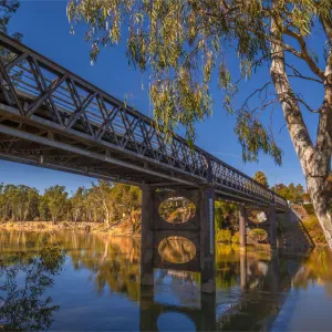 Historic bridge over the Murray river, Corowa, New South Wales, Australia