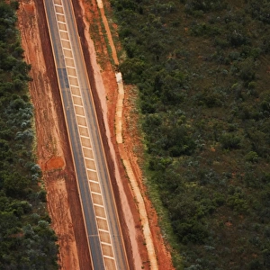 horizontal, outdoors, day, no people, australia, aerial view, broome, road, straight
