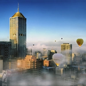 Hot Air Balloons on a misty morning in Melbourne