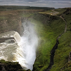 Icelandic Gullfoss waterfall canyon