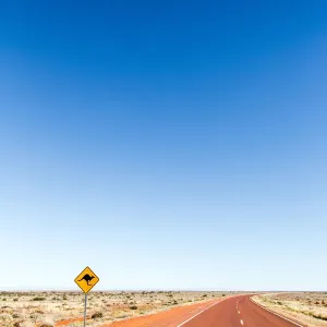 Kangaroo warning sign. Stuart Highway. Australia Kangaroo warning sign. Stuart Highway. Australia