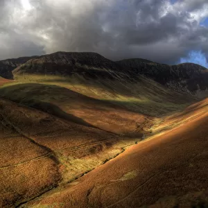 The Lake District valley in autumn colours