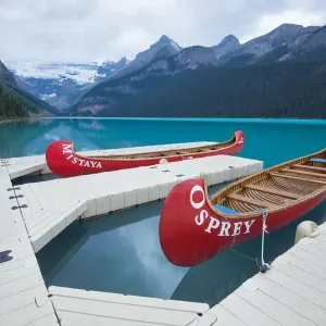 Lake louise with red Canoe