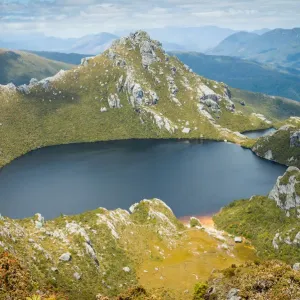 Lake Oberon, rugged Western Arthur range Lake Oberon, rugged Western Arthur range