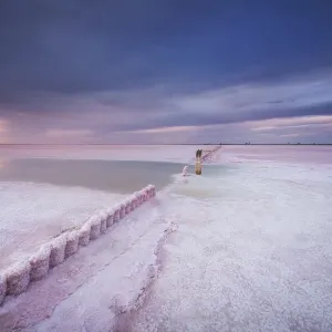 Lake Tyrrell during a stormy sunset