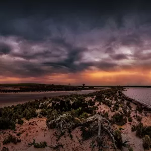 Lake Tyrrell stormy weather, Central, Victoria, Australia