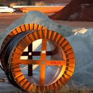 Large spools of cable at a mine