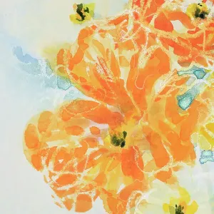 Detail of Still Life Colorful Poppies Watercolor Painting
