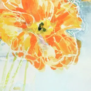 Detail of Still Life with Orange Poppy in Vase Watercolor Painting