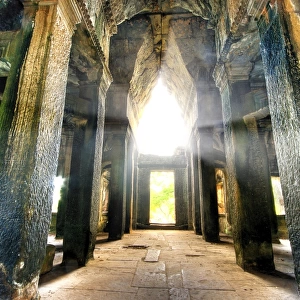 Light Shining Through the Openings Into the Interior of Angkor Wat, Siem Reap, Cambodia