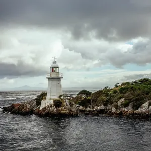 Lighthouse in the middle of the Gordon River, Strahan, Tasmania, Australia