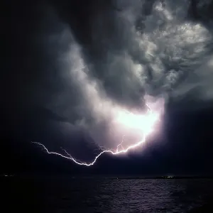Lightning over the ocean