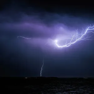 Lightning over the ocean