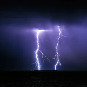 Lightning over the ocean