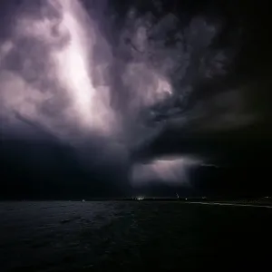 Lightning over the ocean