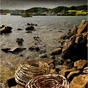 Lobster pots and Currie Harbour view, King Island, Bass Strait, Tasmania