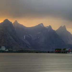 Lofoten Reine fishing village sunset