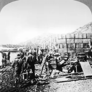 Logistics At Gallipoli; Anzac troops landing supplies near Gaba Tepe, Turkey