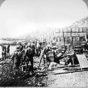 Logistics At Gallipoli; Anzac troops landing supplies near Gaba Tepe, Turkey
