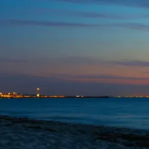 A long exposure image of lights at Hillarys Boat Harbour from a Perth beach A long exposure image of lights at Hillarys Boat Harbour from a Perth beach