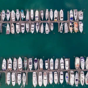 Top looking down at boat park Top looking down at boat park