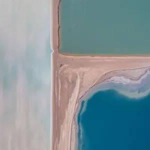 Looking down on salt storage ponds, Western Australia Looking down on salt storage ponds, Western Australia