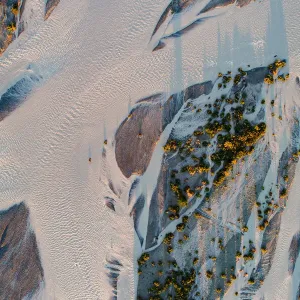 Top looking down at Waimakariri River flowing Top looking down at Waimakariri River flowing