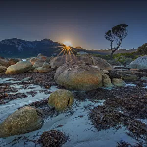 Low tide along the shoreline of Fotheringate beach, Flinders Island, Bass Strait, Tasmania, Australia