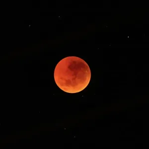 Lunar Eclipse with stars in the background. 28 July 2018. Longest lunar eclipse of the 21st century. The Blood Moon lasted 1 hour 43 minutes. Eyre Peninsula. South Australia