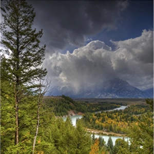 Magnificent scenery of the Teton mountain range, Snake River overlook, Grand Tetons National Park, Wyoming, USA