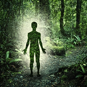 Male figure in forest