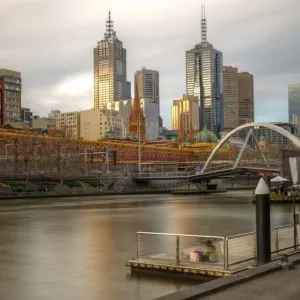 Melbourne city view from Southbank pier