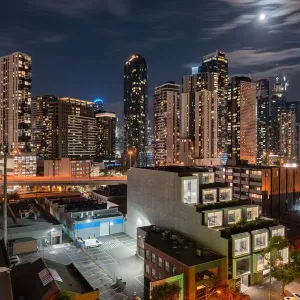 Melbourne City Print under Moonlight