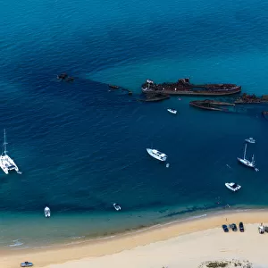 Moreton Island - an aerial shot of the Shipwrecks from a helicopter