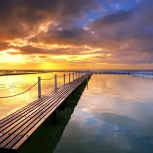 Morning Sun Reflecting on Seaside Pool